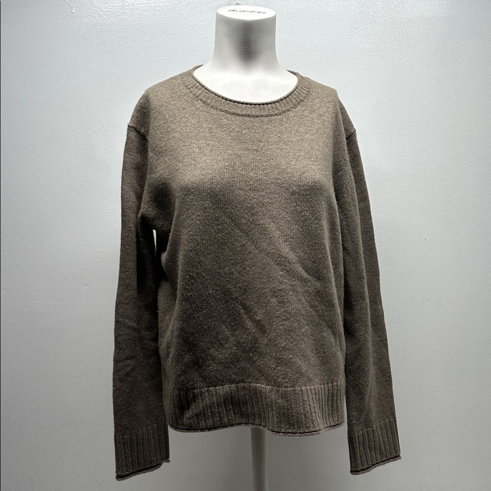 Jenni Kayne Everyday Sweater Cashmere Wool Knit Blend Long Sleeve Taupe Brown XS - Picture 2 of 10